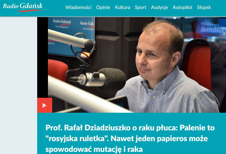 Prof. Rafał Dziadziuszko o raku płuca: Palenie to "rosyjska ruletka".